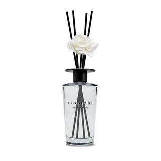 a white flower in a glass bottle
