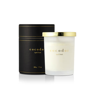 a white candle in a black box
